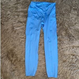 New Fabletics High Waisted Side Pocket 7/8 Legging Shine Blue size L